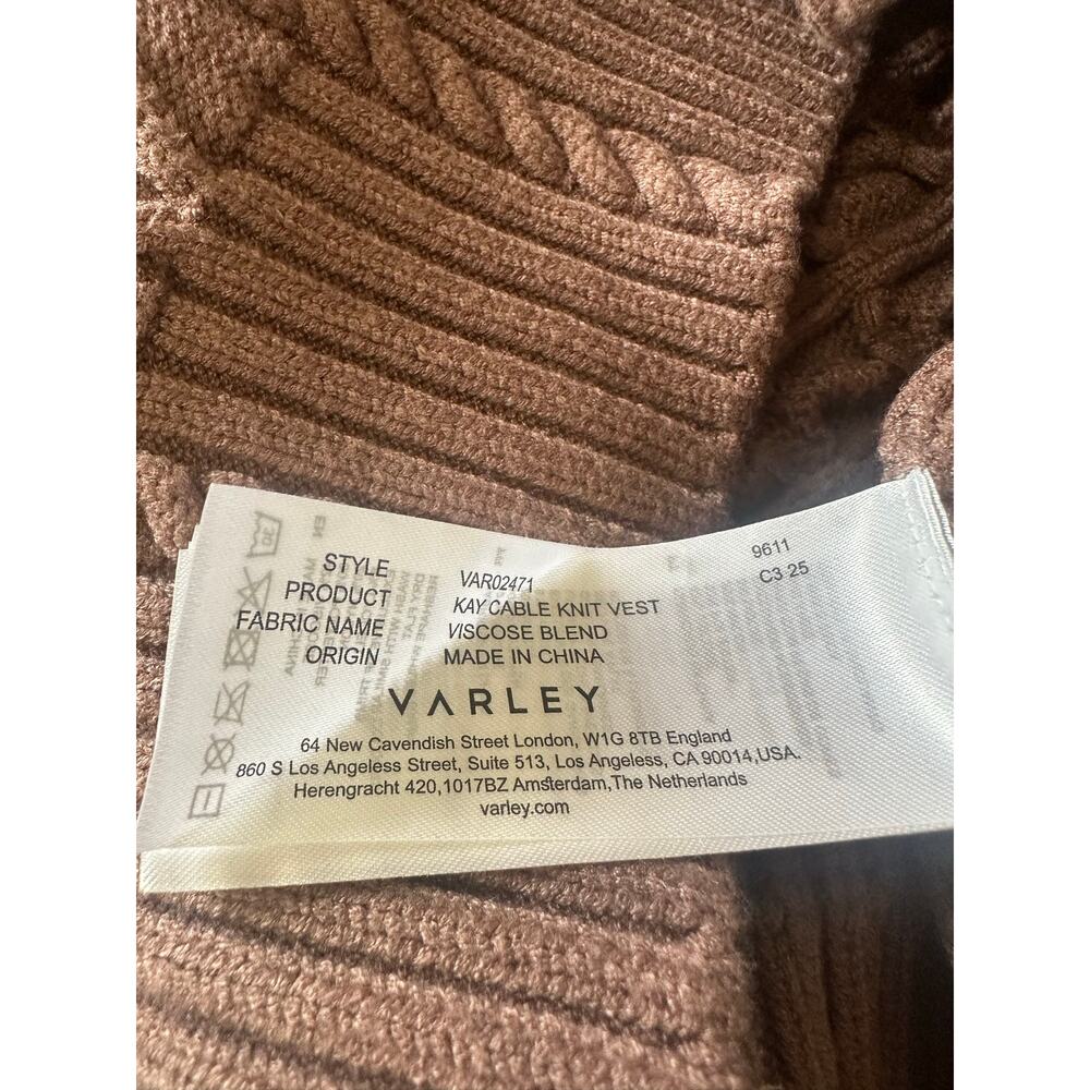 Varley Kay Cable Knit Vest Deep Taupe Large View 6